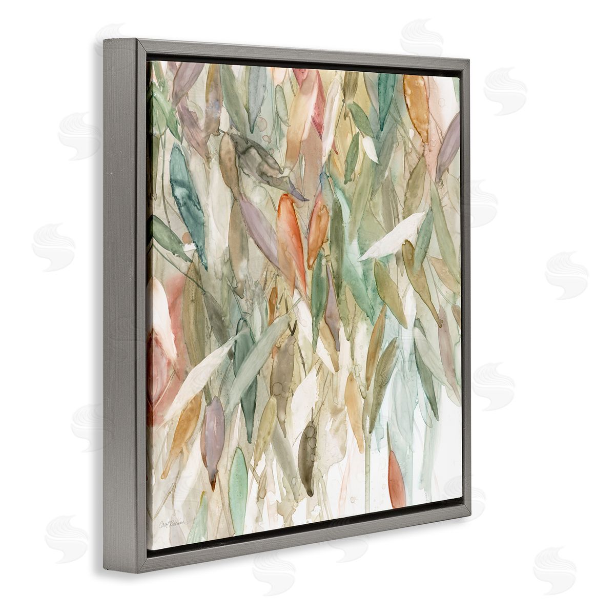 Carol Robinson Abstract Cascading Tree Leaves Autumnal Blooming Foliage Gray Floating Frame Canvas Wall Art Print