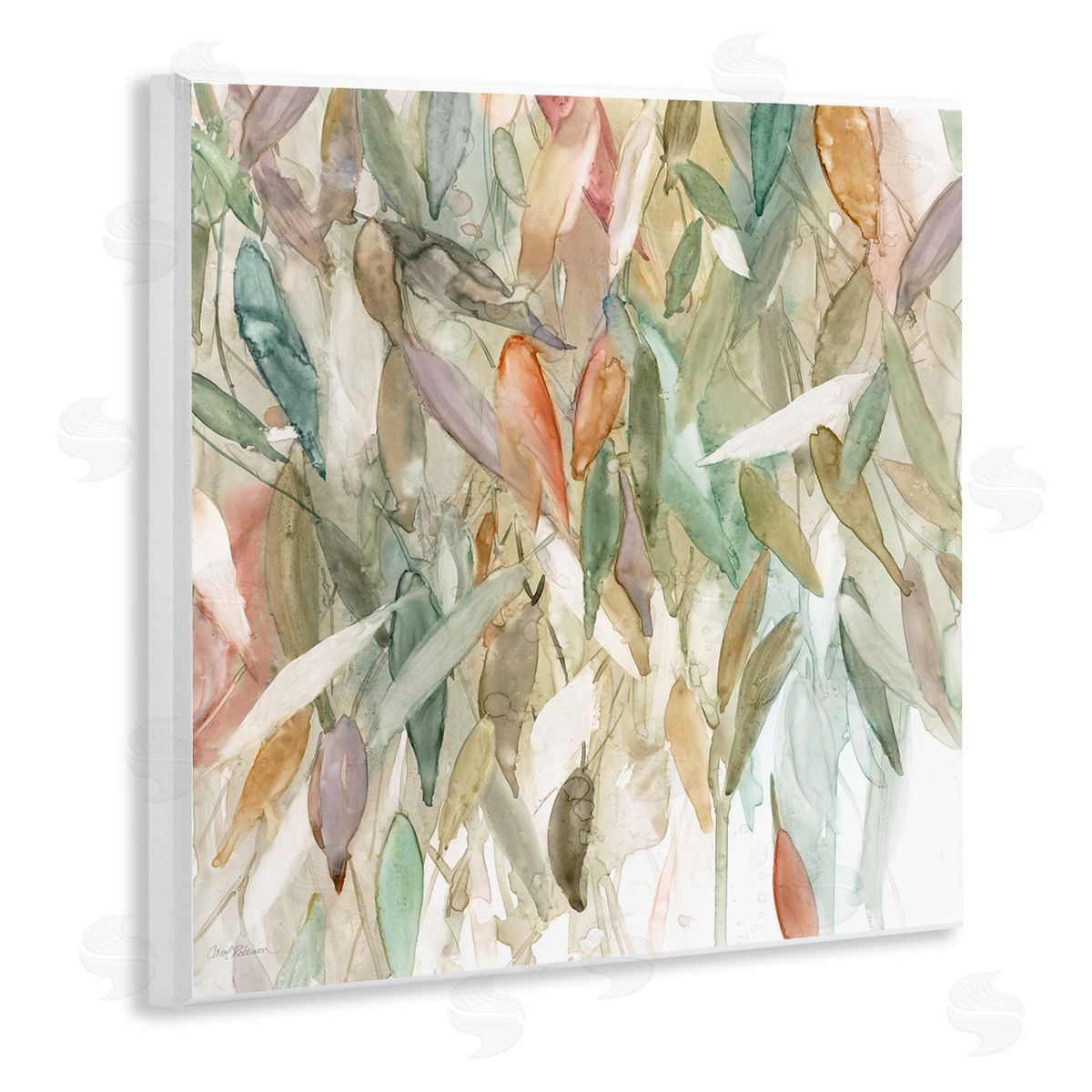 Carol Robinson Abstract Cascading Tree Leaves Autumnal Blooming Foliage Wooden Wall Plaque Art Print