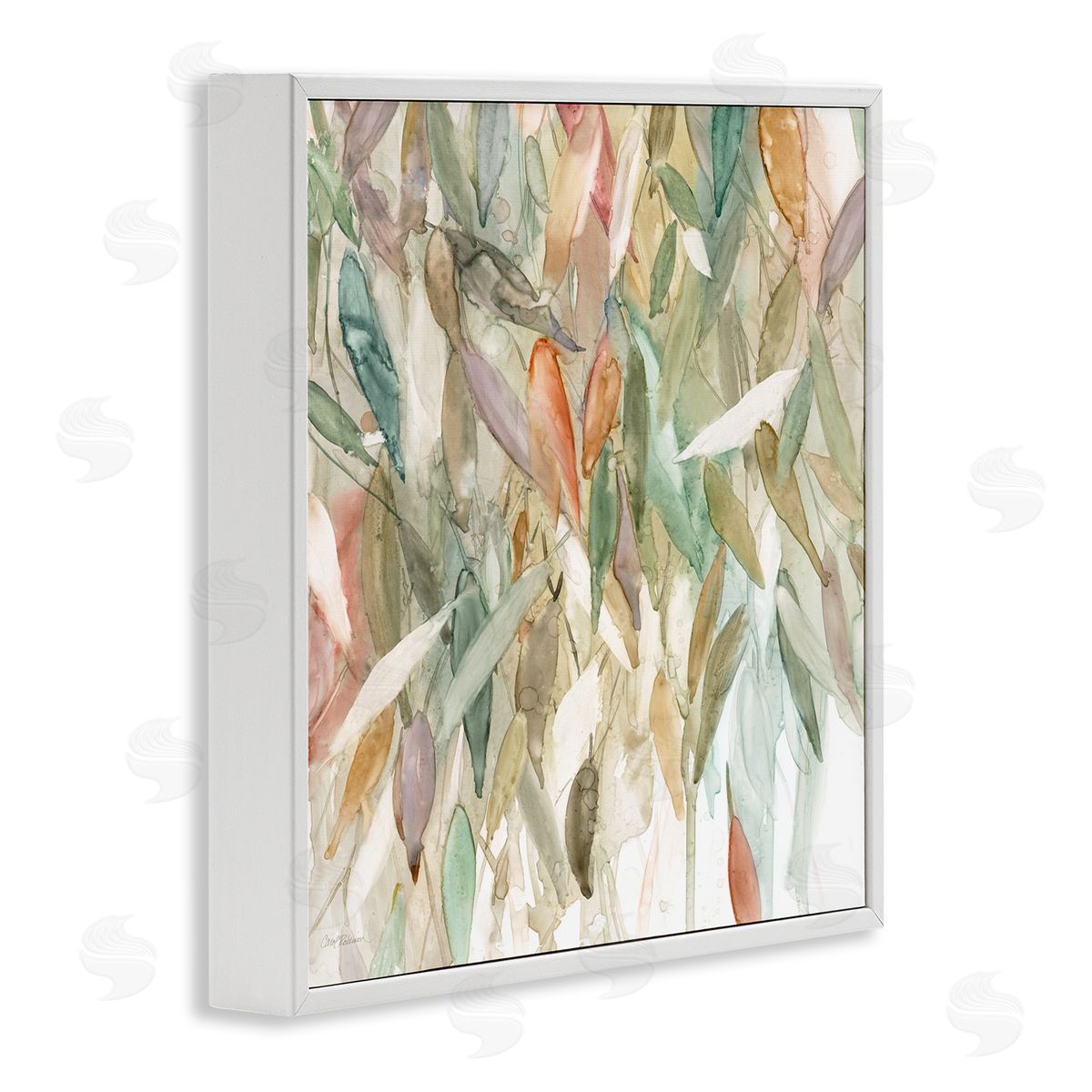 Carol Robinson Abstract Cascading Tree Leaves Autumnal Blooming Foliage White Framed Glicee Wall Art Print