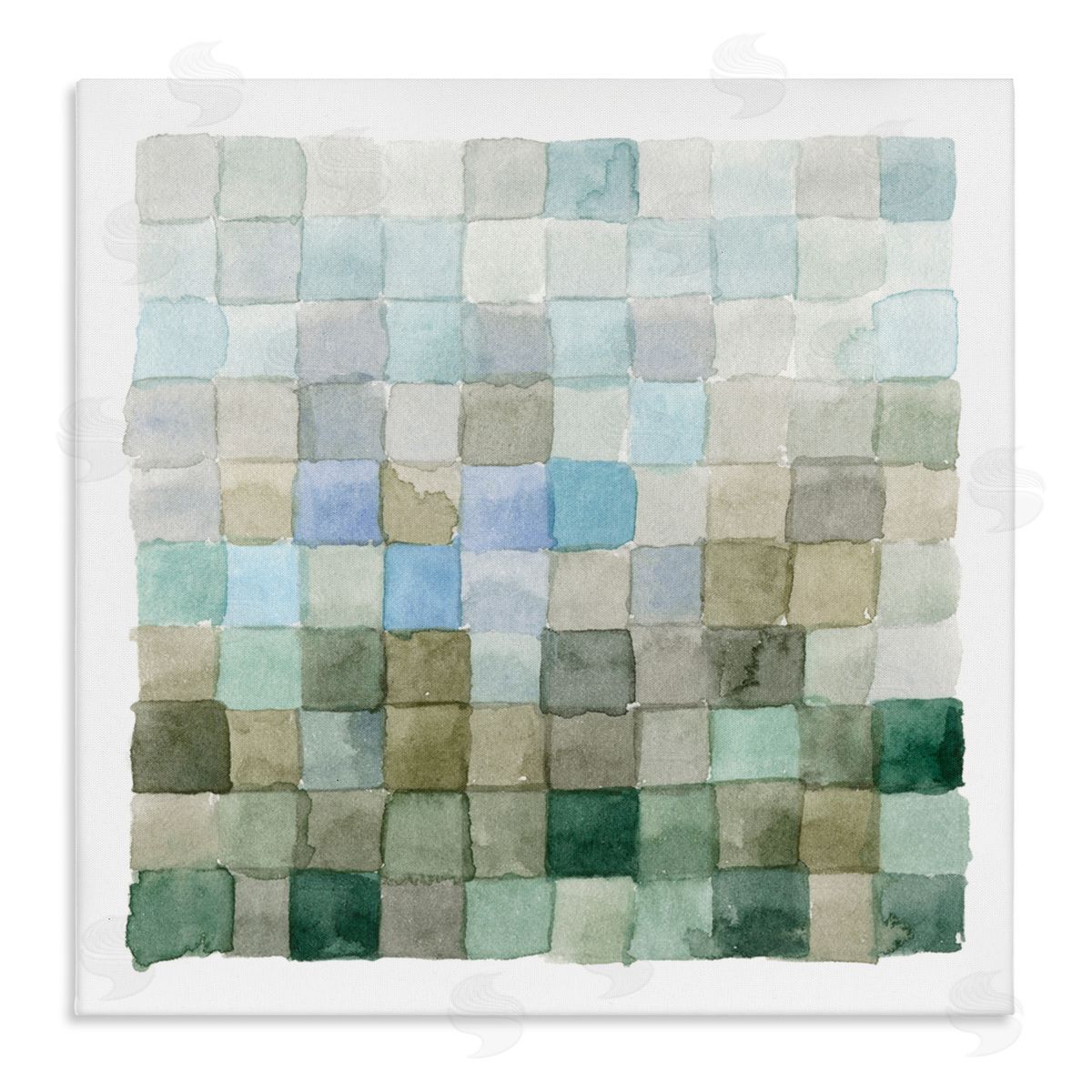 Emma Caroline Earth Tones Watercolor Detail Square Shape Pattern  Stretched Canvas Wall Art Print