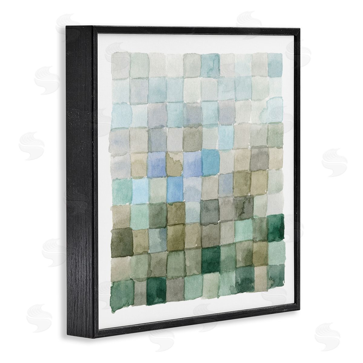 Emma Caroline Earth Tones Watercolor Detail Square Shape Pattern Black Framed Glicee Wall Art Print