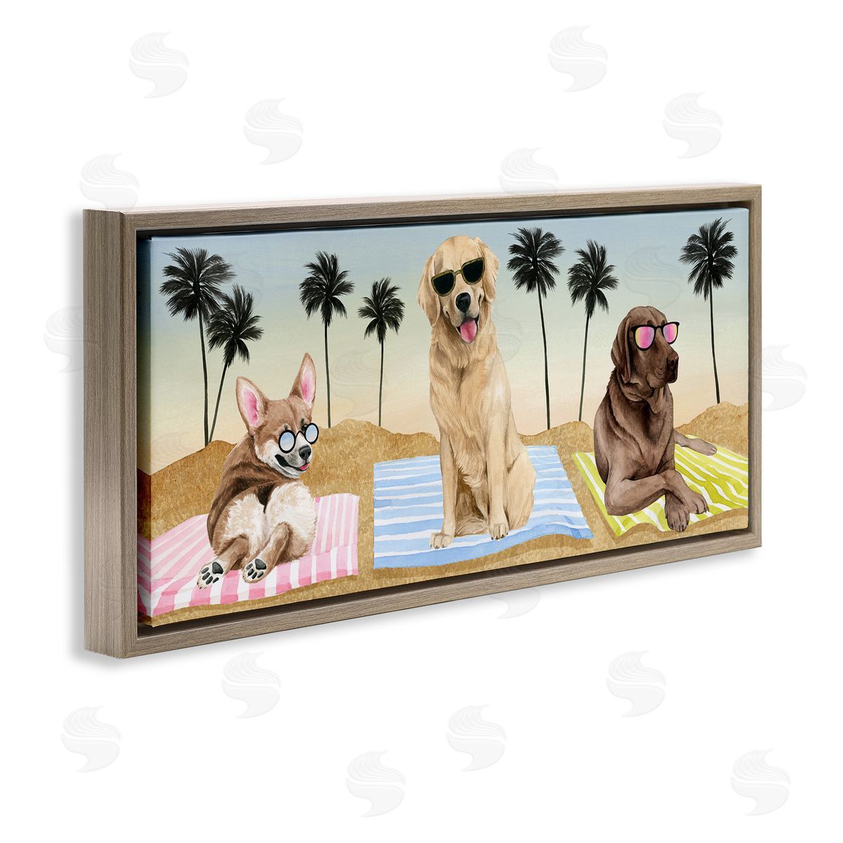Grace Popp Whimsical Dogs Sunglasses Beach Towels Palm Trees