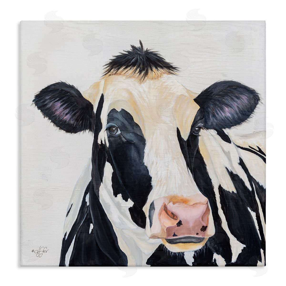 Diane Fifer Farm Cow Cattle Closeup Country Animal Portrait  Stretched Canvas Wall Art Print