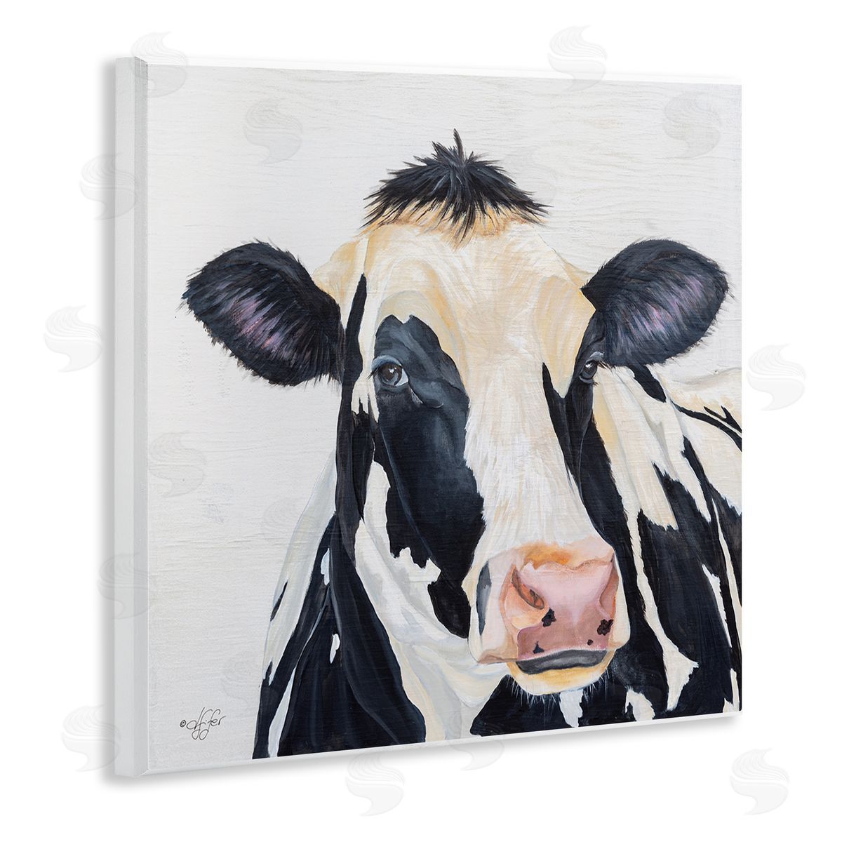 Diane Fifer Farm Cow Cattle Closeup Country Animal Portrait  Wooden Wall Plaque Art Print