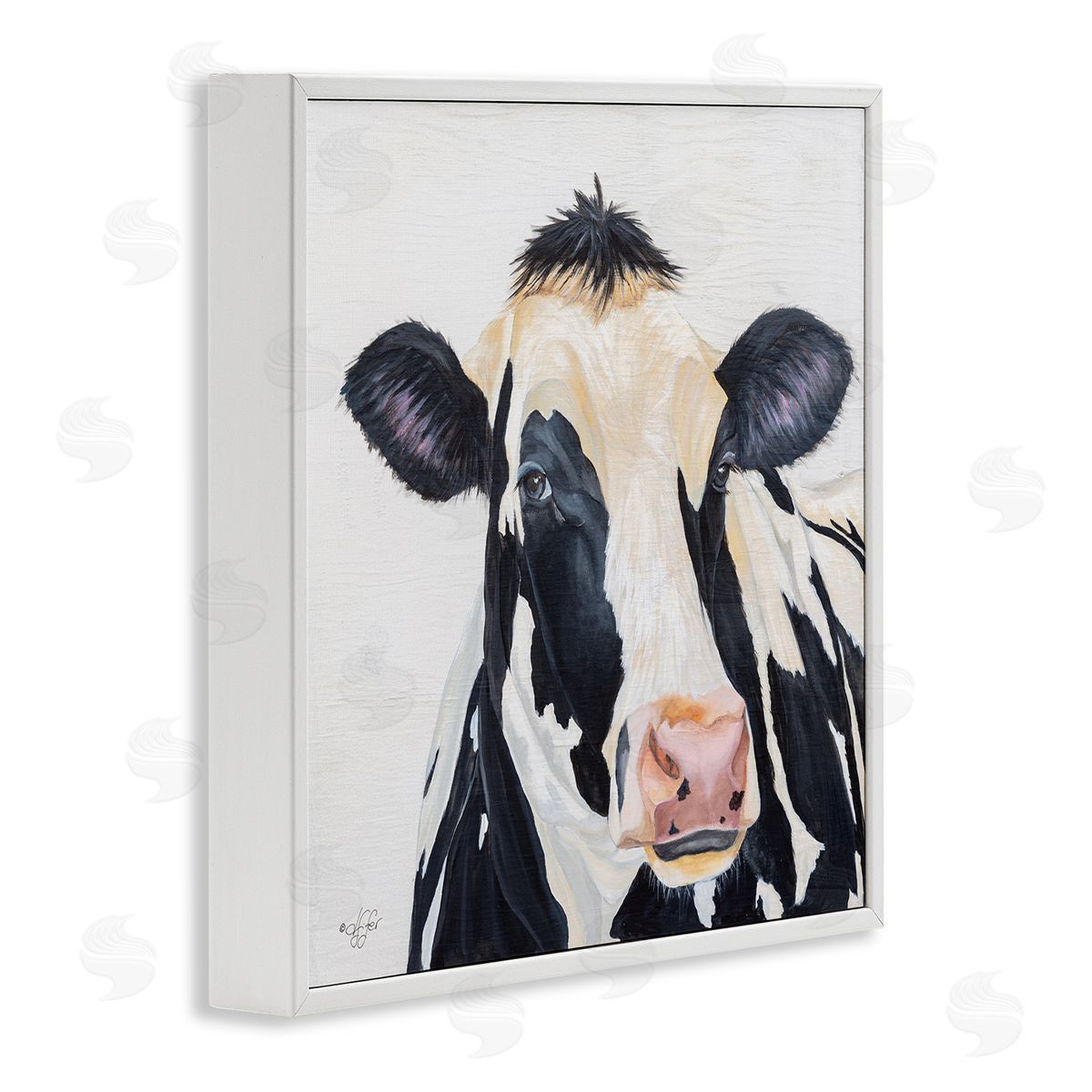 Diane Fifer Farm Cow Cattle Closeup Country Animal Portrait  White Framed Glicee Wall Art Print