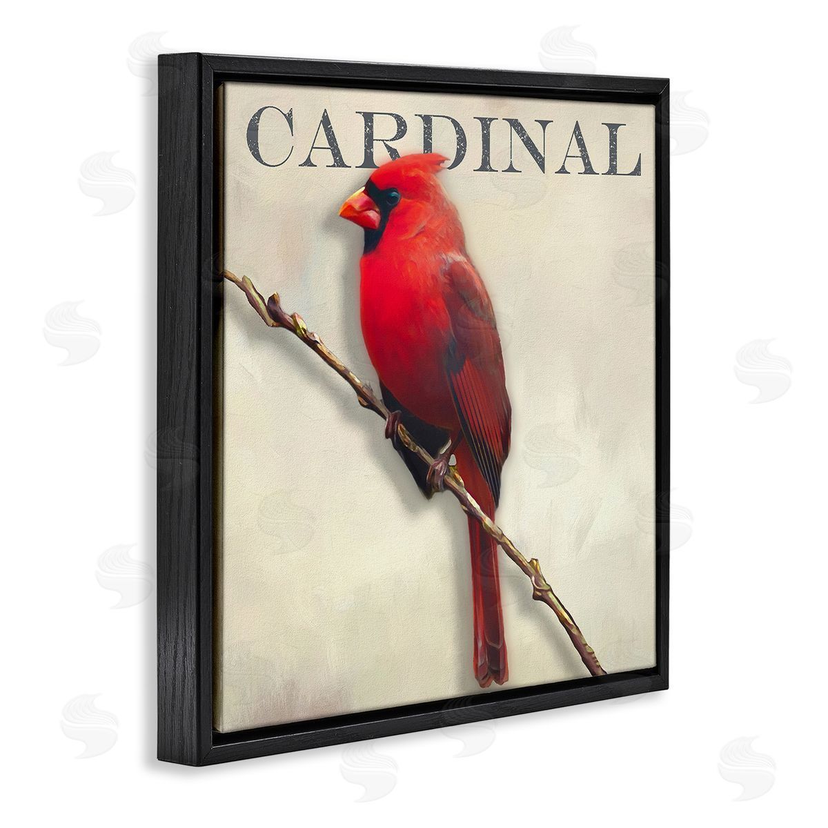 Alpenglow Workshop Bold Red Cardinal Bird Portrait Rustic Text Design Black Floating Frame Canvas Wall Art Print