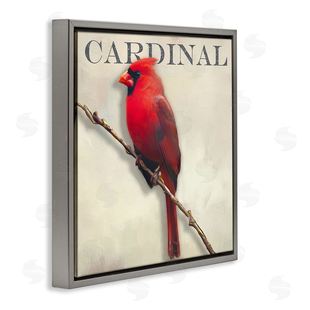Alpenglow Workshop Bold Red Cardinal Bird Portrait Rustic Text Design Gray Floating Frame Canvas Wall Art Print