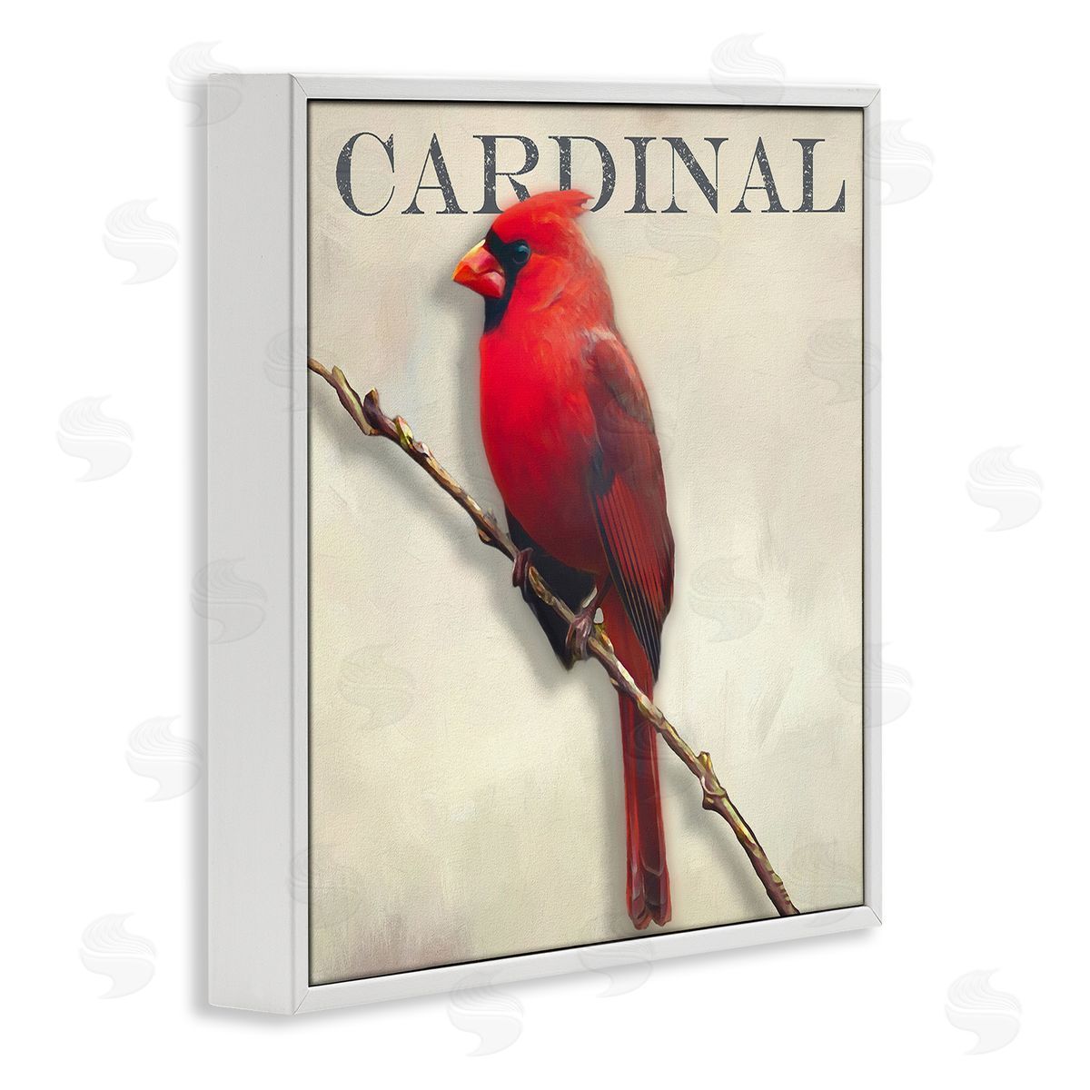 Alpenglow Workshop Bold Red Cardinal Bird Portrait Rustic Text Design White Framed Glicee Wall Art Print