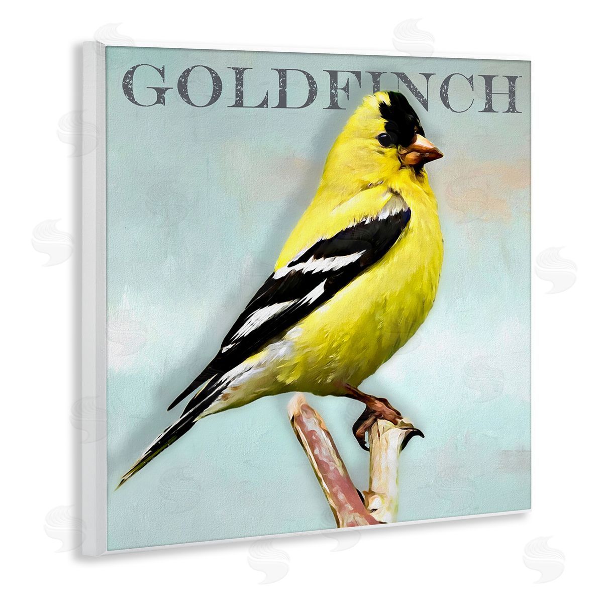 Alpenglow Workshop Yellow Goldfinch Bird Portrait Rustic Text Typography Wooden Wall Plaque Art Print