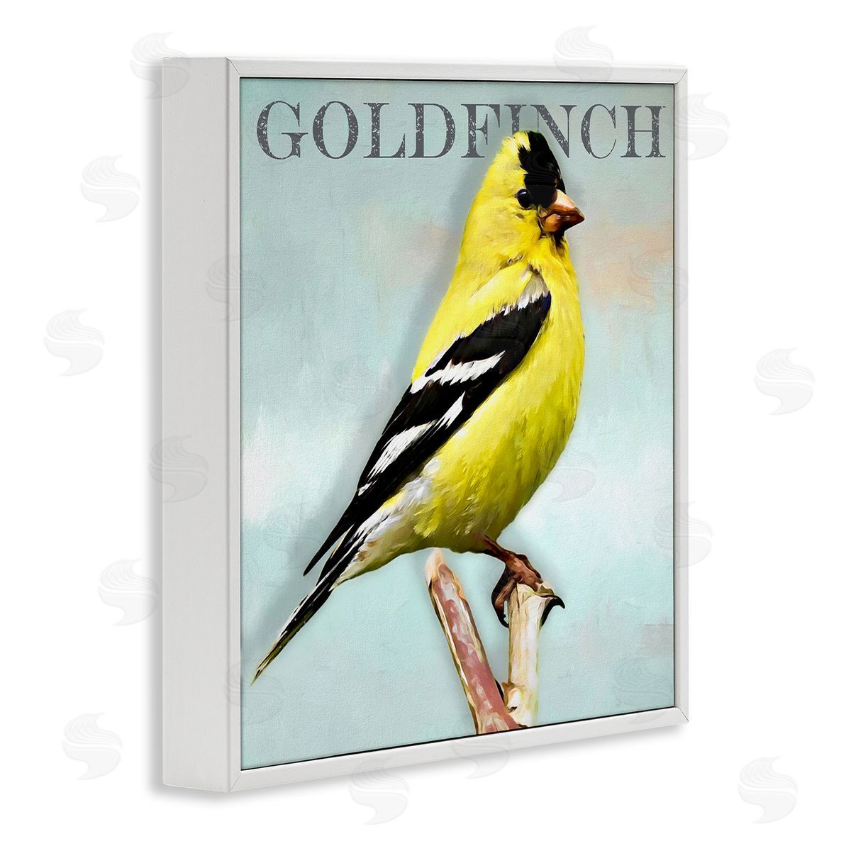 Alpenglow Workshop Yellow Goldfinch Bird Portrait Rustic Text Typography White Framed Glicee Wall Art Print