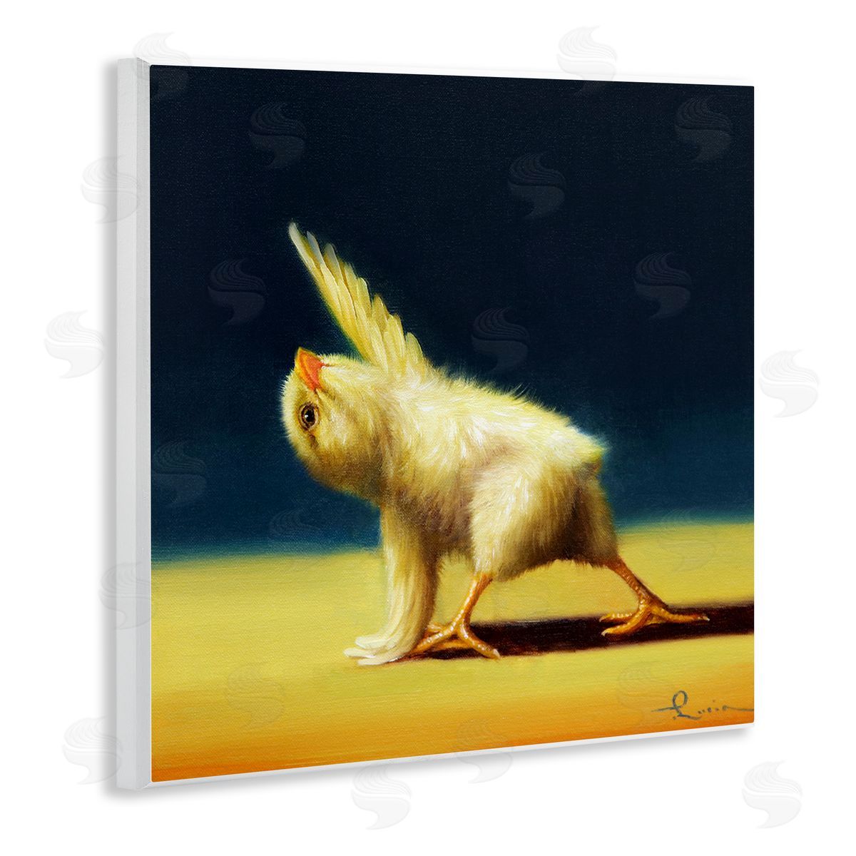 Lucia Heffernan Detailed Stretching Yoga Chick Bird Painting  Wooden Wall Plaque Art Print