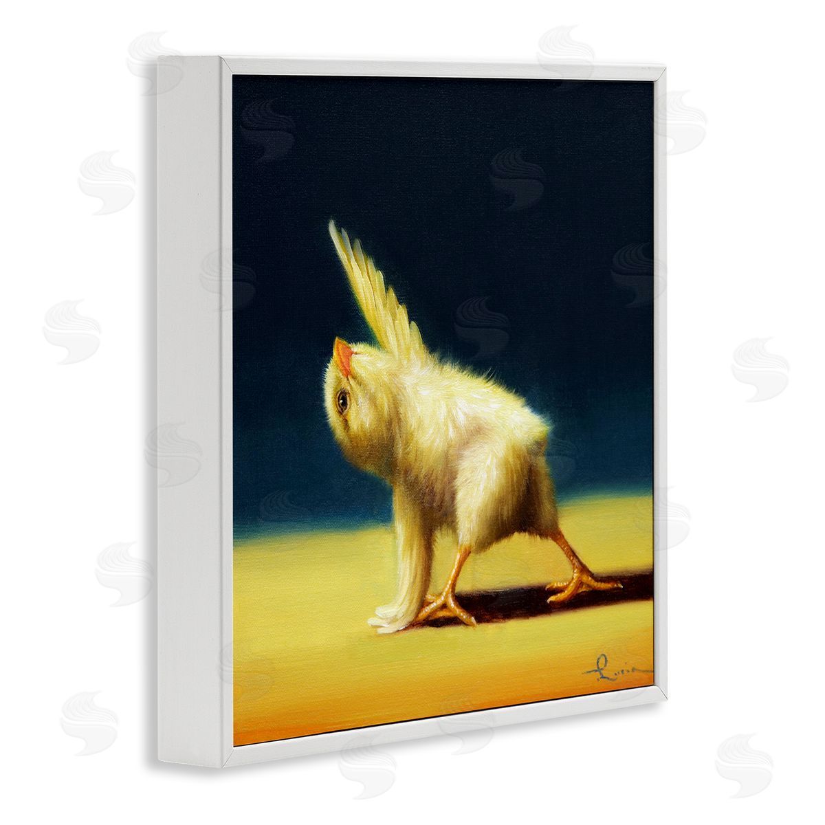 Lucia Heffernan Detailed Stretching Yoga Chick Bird Painting  White Framed Glicee Wall Art Print