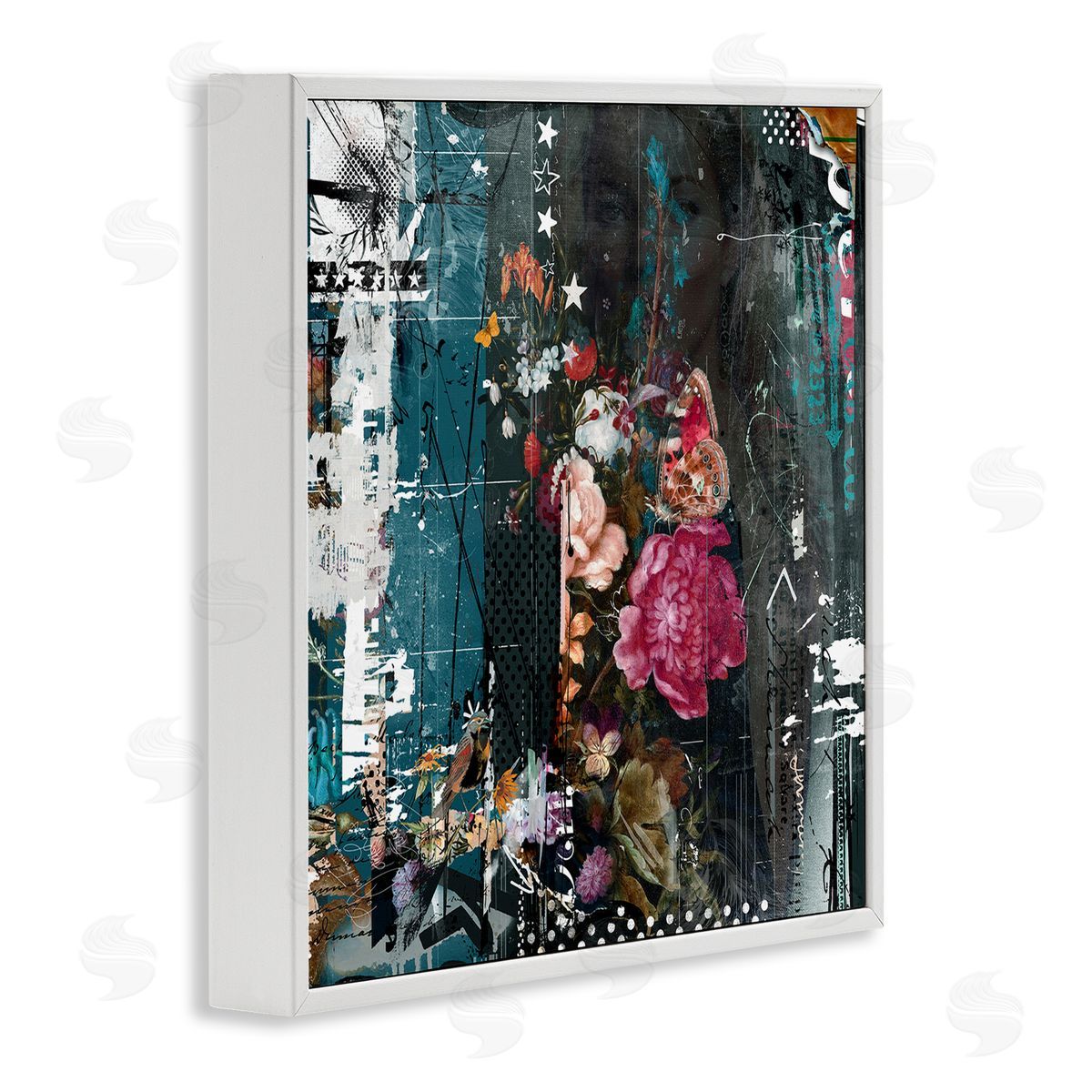 Teis Albers Vintage Street Style Layered Collage Urban Floral Detail White Framed Glicee Wall Art Print