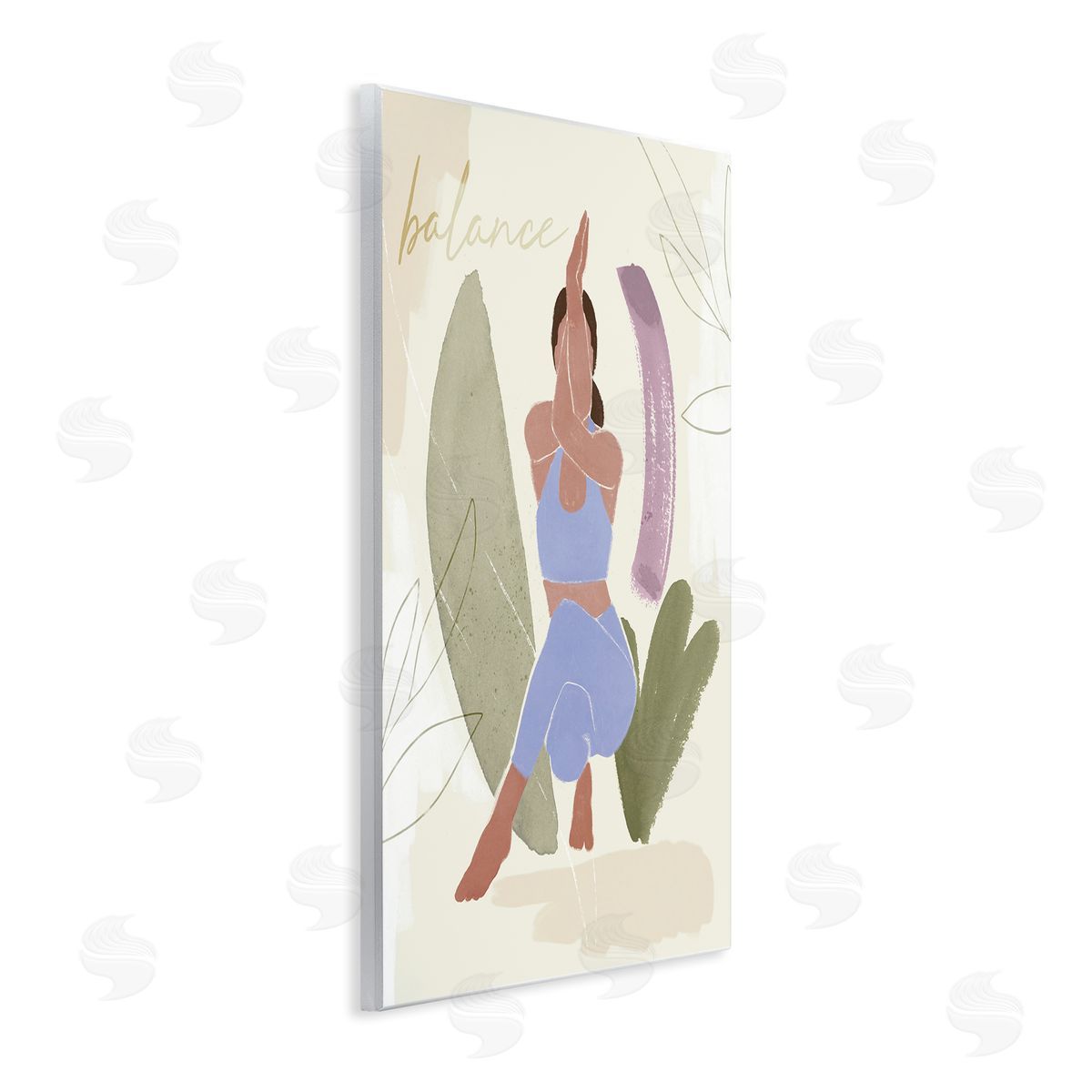 Victoria Barnes Balance Typography Fitness Yoga Pose Botanical  Wall Plaque Art Print