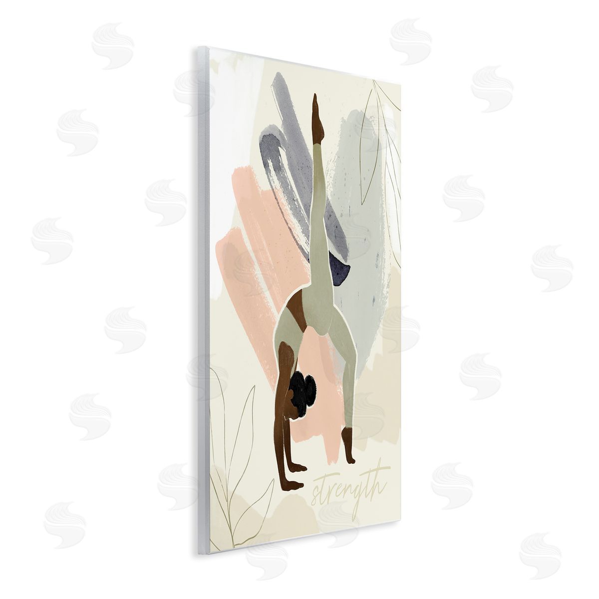 Victoria Barnes Stretching Yoga Pose Strength Text Floral   Wall Plaque Art Print