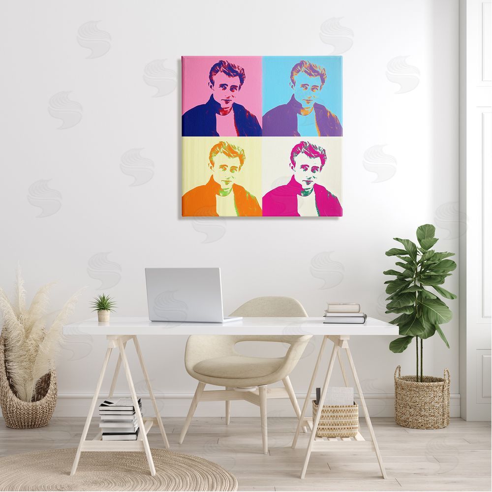 Daniel Sproul Vivid Pop Style Portrait Squares Person Man Canvas Wall Art in Room