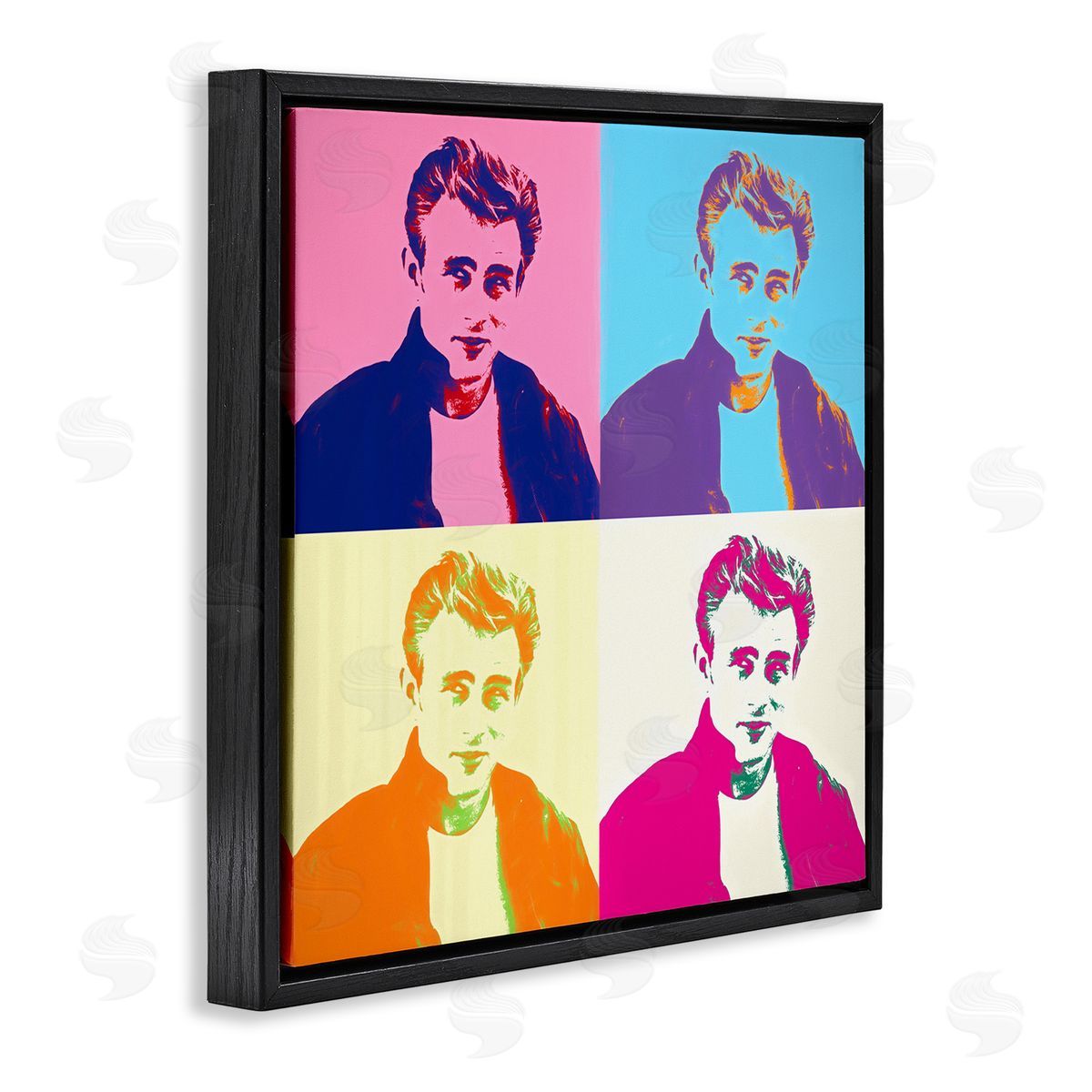 Daniel Sproul Vivid Pop Style Portrait Squares Person Man Black Floating Frame Canvas Wall Art Print