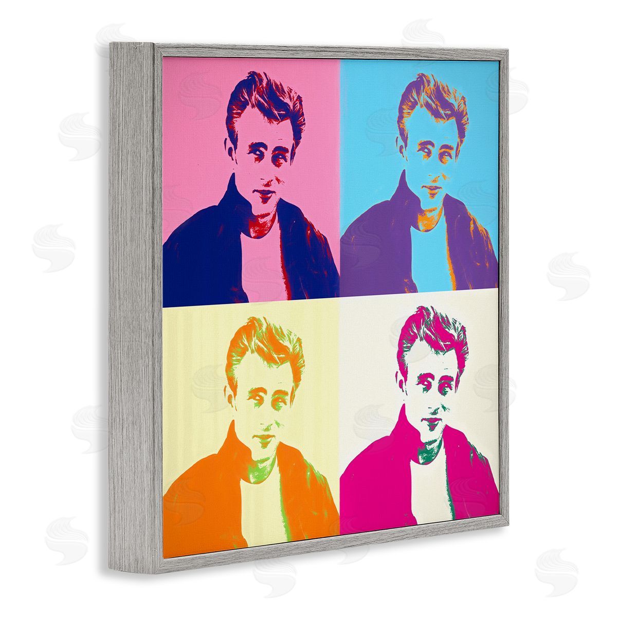 Daniel Sproul Vivid Pop Style Portrait Squares Person Man Gray Framed Glicee Wall Art Print