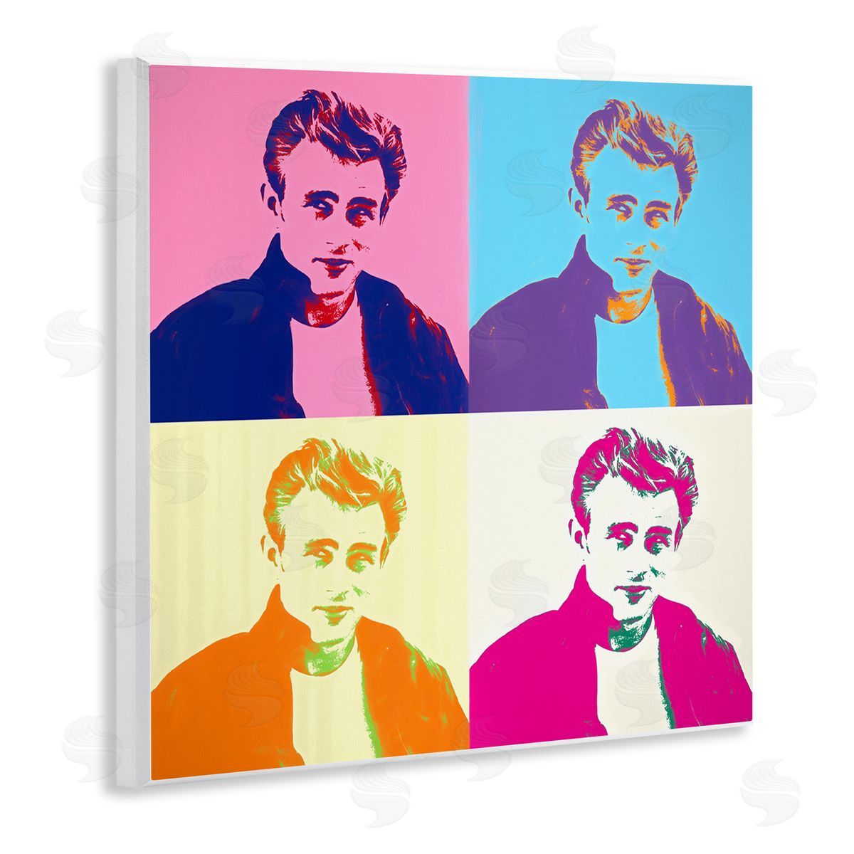 Daniel Sproul Vivid Pop Style Portrait Squares Person Man Wooden Wall Plaque Art Print