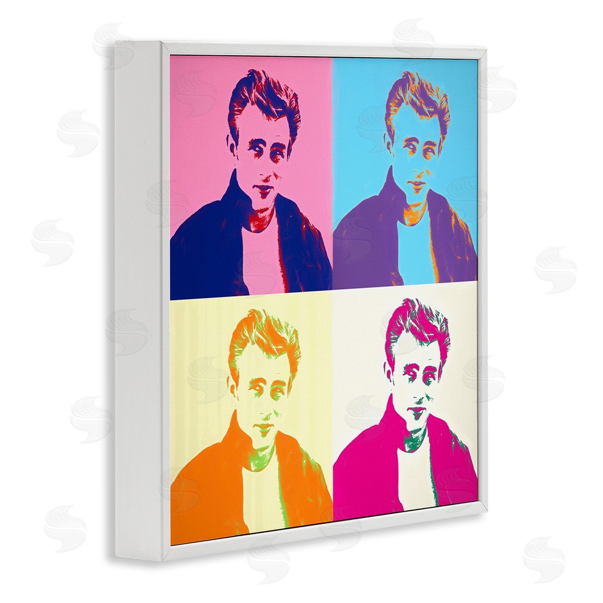 Daniel Sproul Vivid Pop Style Portrait Squares Person Man White Framed Glicee Wall Art Print