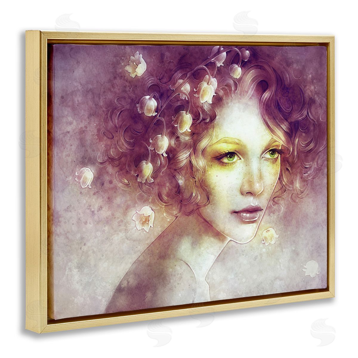 Anna Dittman Lily Of Valley Flower Blossom Hair Woman Yellow  Gold Floating Frame Canvas Wall Art Print