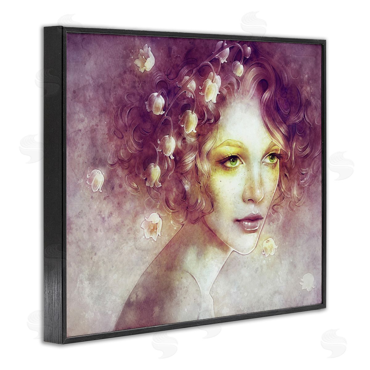 Anna Dittman Lily Of Valley Flower Blossom Hair Woman Yellow  Black Framed Giclee Wall Art Print
