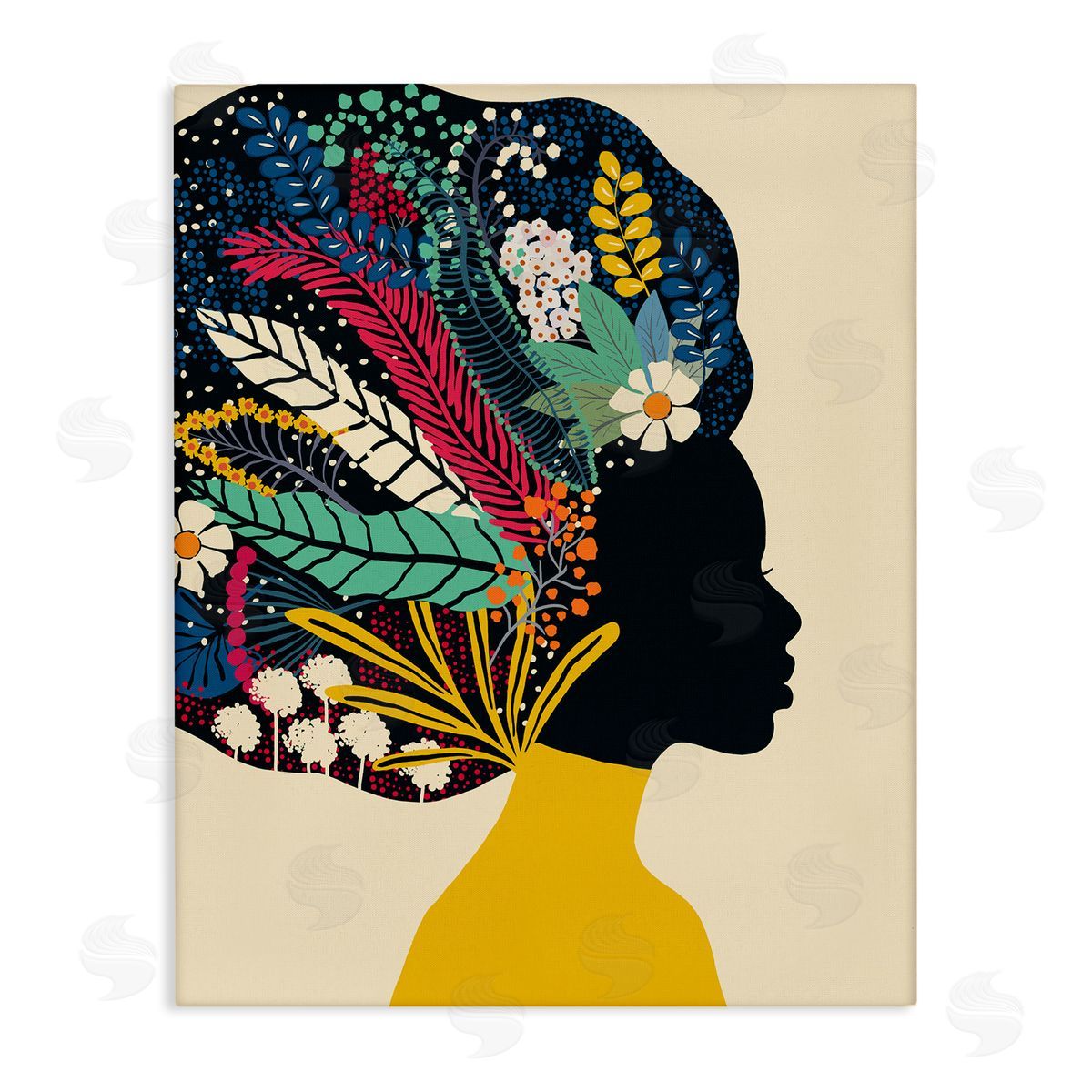 Ioana Horvat Bold Woman Botanical Blooms Yellow  Stretched Canvas Wall Art Print