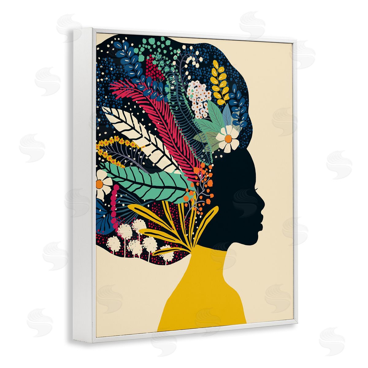 Ioana Horvat Bold Woman Botanical Blooms Yellow  White Framed Giclee Wall Art Print