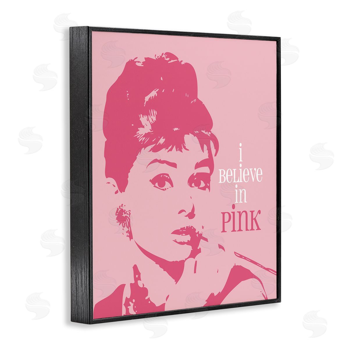 Amy Brinkman Believe In Pink Audrey Hepburn Actress Text Black Framed Giclee Wall Art Print