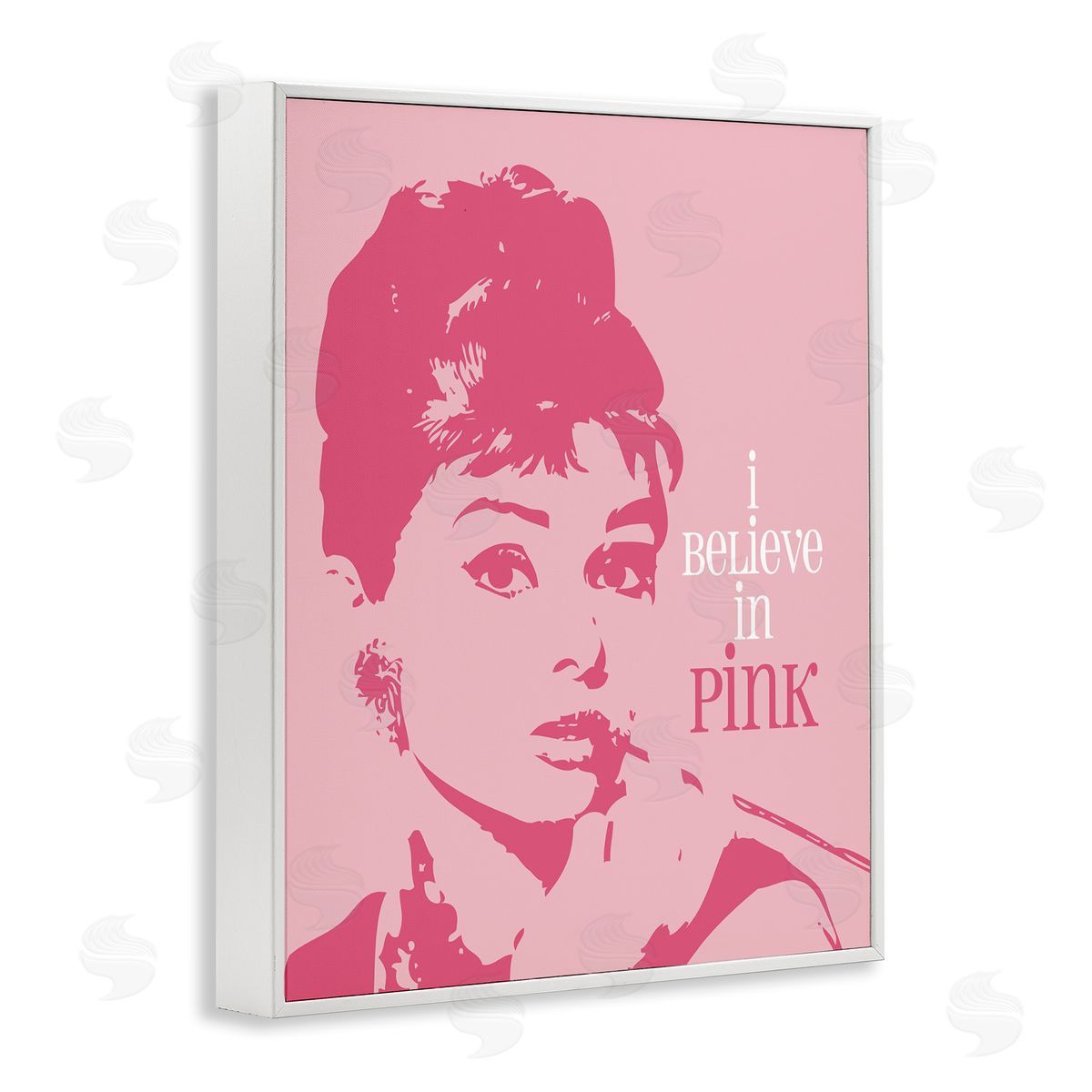 Amy Brinkman Believe In Pink Audrey Hepburn Actress Text White Framed Giclee Wall Art Print