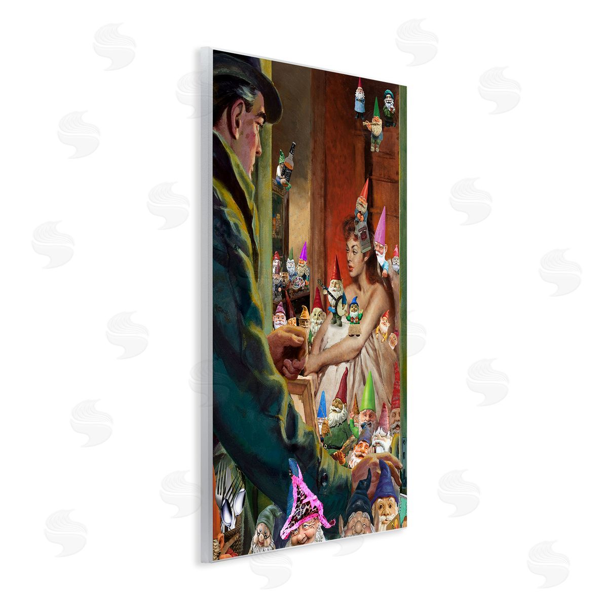 Barry Kite Traditional Painting People Humorous Vivid Garden Gnomes  Wall Plaque Art Print