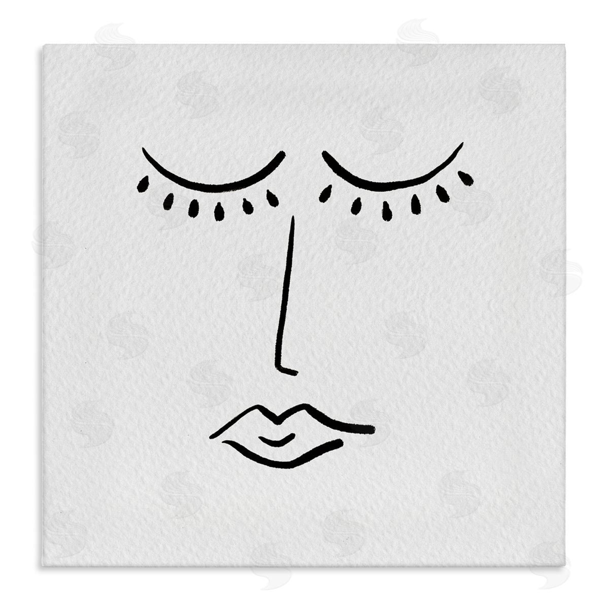 Amy Brinkman Closed Eyes Lips Minimal Face Doodle Style Stretched Canvas Wall Art Print