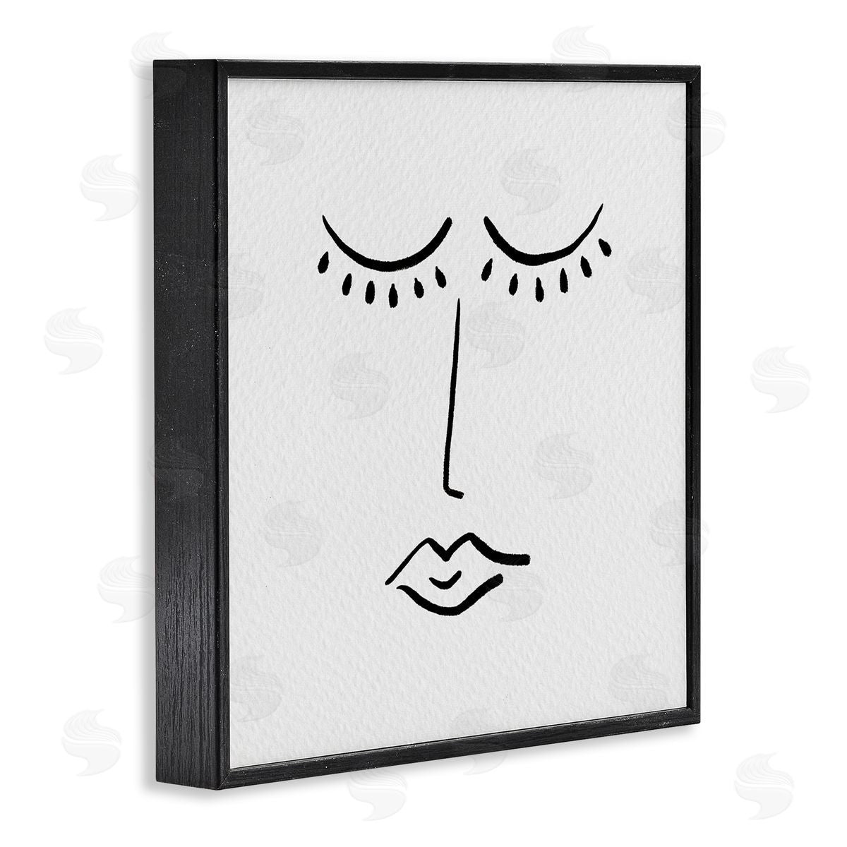 Amy Brinkman Closed Eyes Lips Minimal Face Doodle Style Black Framed Glicee Wall Art Print