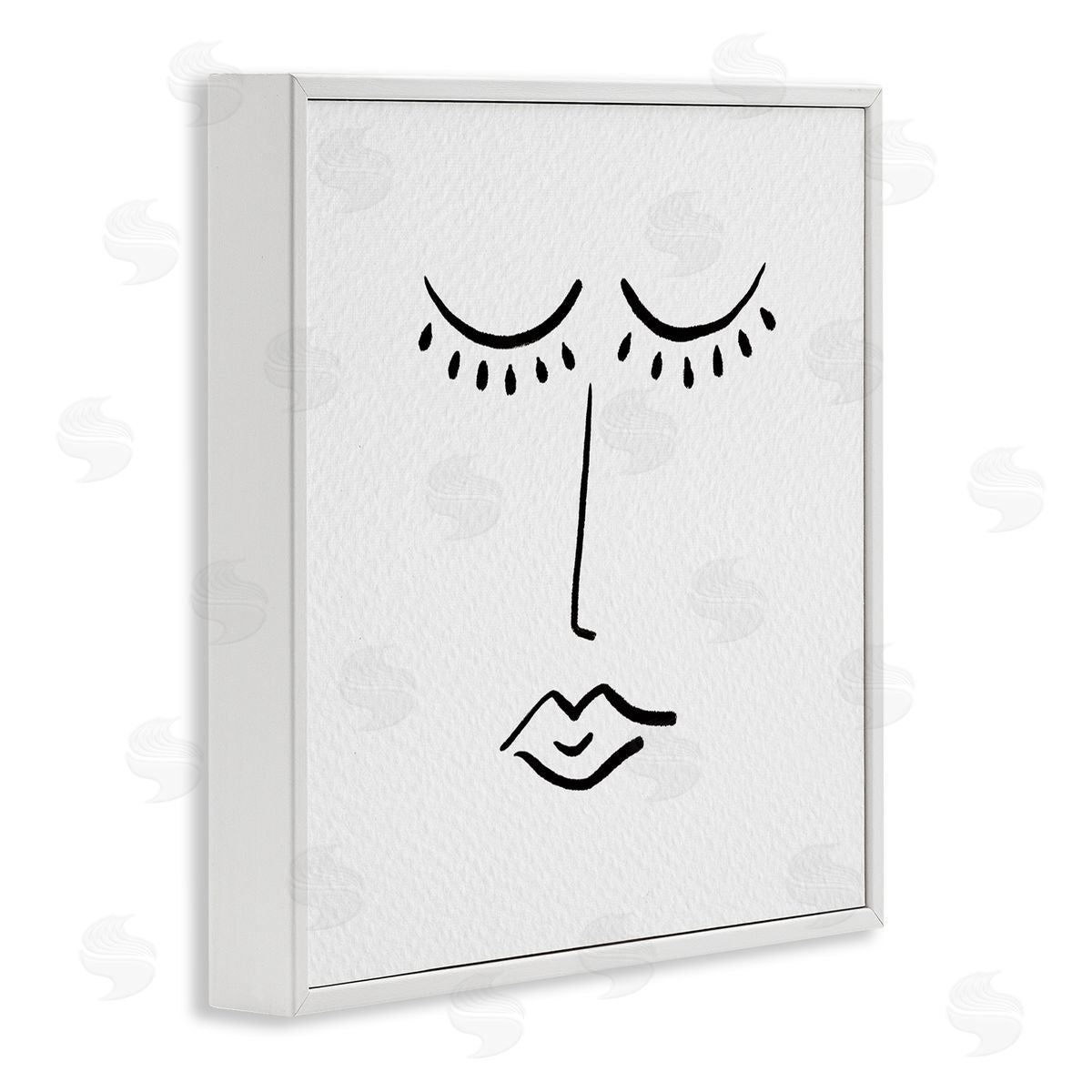 Amy Brinkman Closed Eyes Lips Minimal Face Doodle Style White Framed Glicee Wall Art Print
