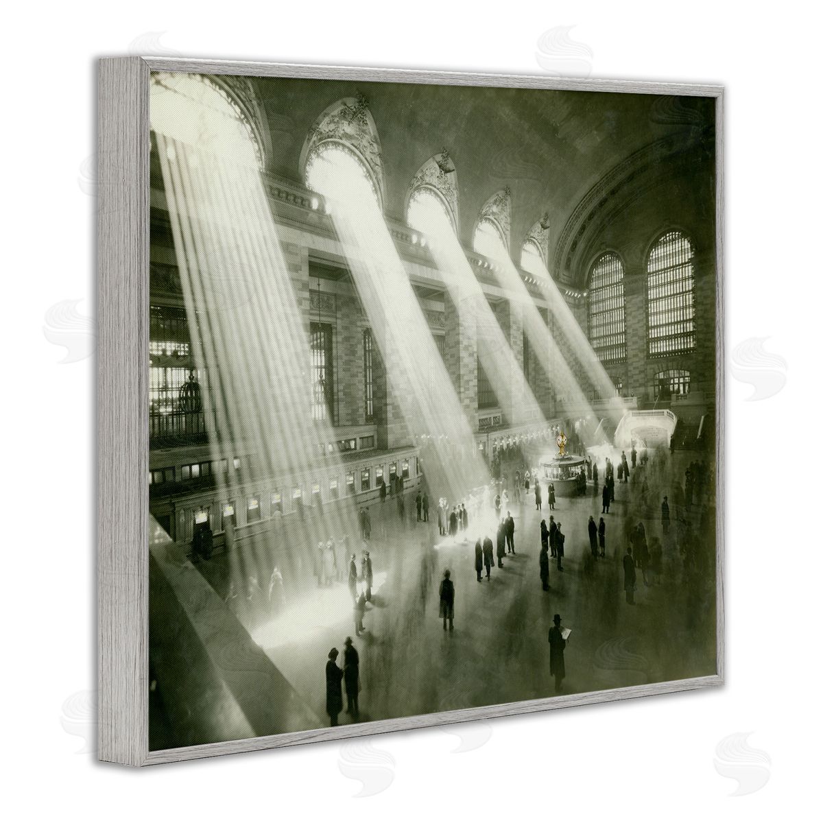 Jadei Graphics Vintage Black & White Photograph Arched Windows Sunlight Gray Framed Giclee Wall Art Print