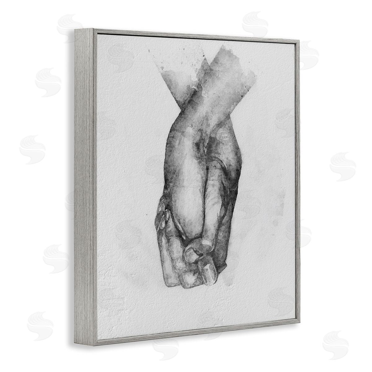 Ros Ruseva Simple Vintage Black & White Hand Holding Illustration Gray Framed Giclee Wall Art Print