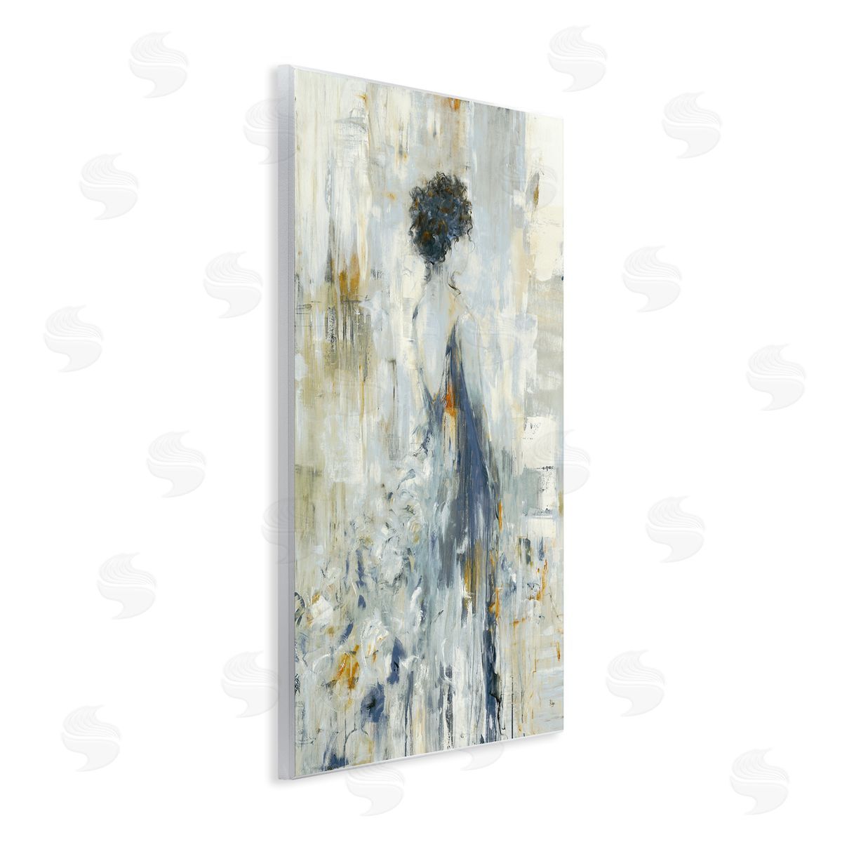 Lisa Ridgers Abstract Woman Blue Dress Gown Blocked Brushstrokes  Wall Plaque Art Print