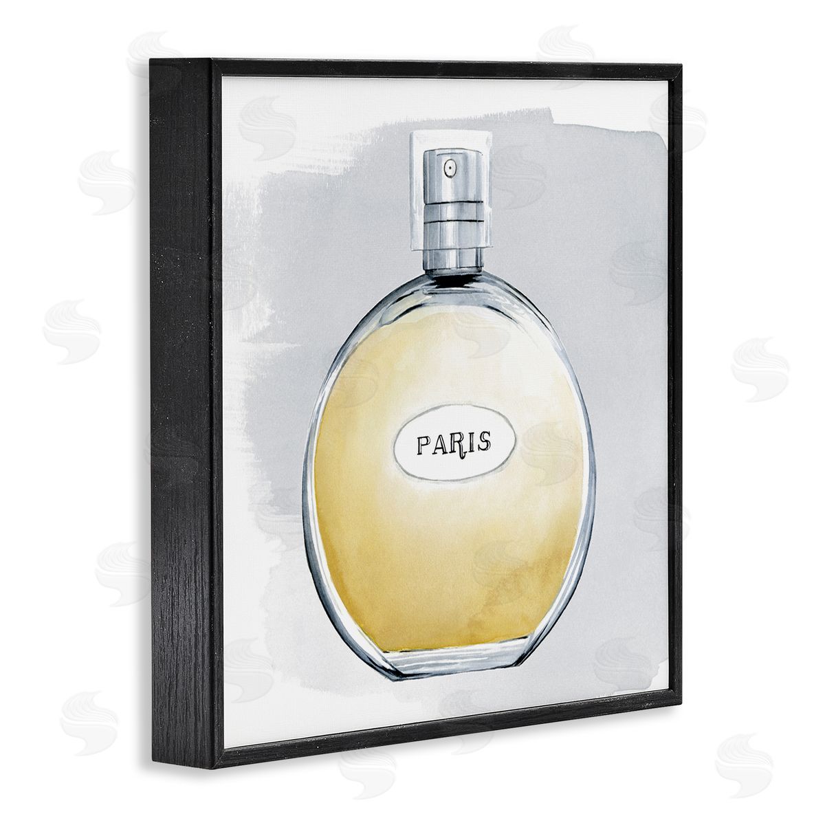 Grace Popp Paris Glam Designer Yellow Perfume Bottle Watercolor Black Framed Glicee Wall Art Print