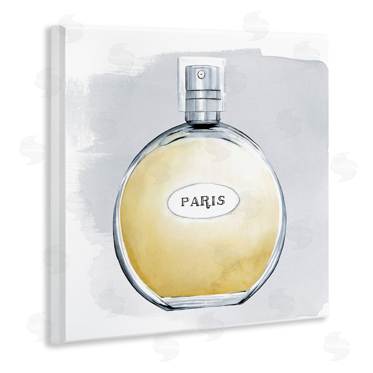 Grace Popp Paris Glam Designer Yellow Perfume Bottle Watercolor Wooden Wall Plaque Art Print