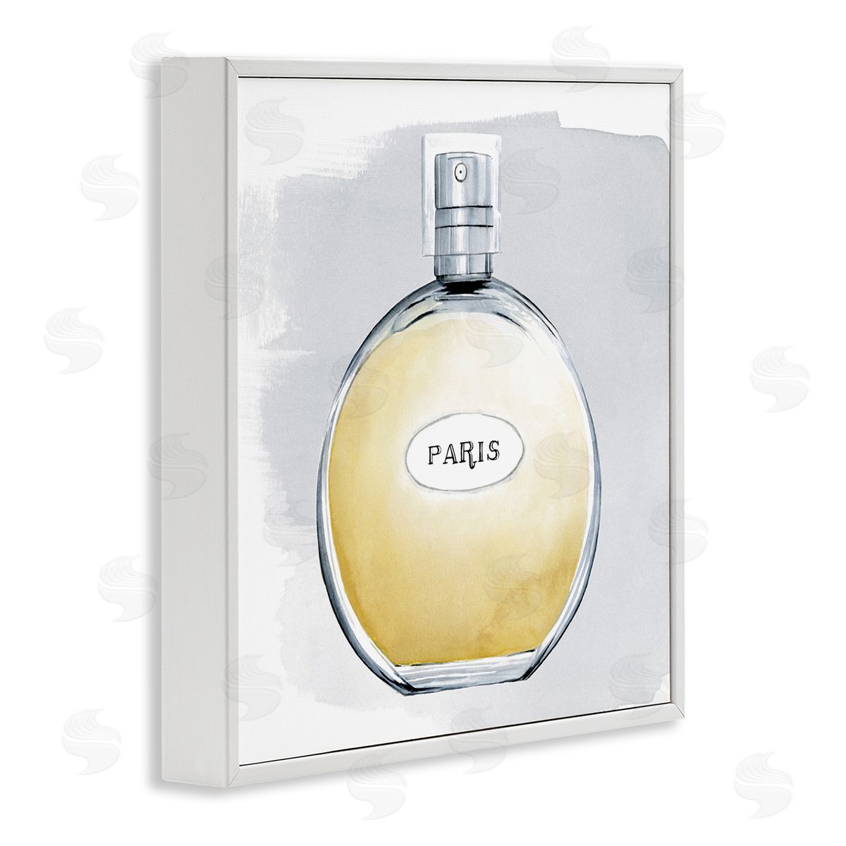 Grace Popp Paris Glam Designer Yellow Perfume Bottle Watercolor White Framed Glicee Wall Art Print