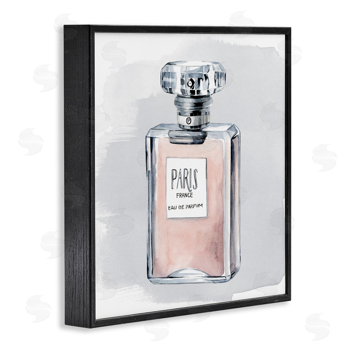 Grace Popp Glam Perfume Bottle Pink Paris Watercolor Detail Black Framed Glicee Wall Art Print
