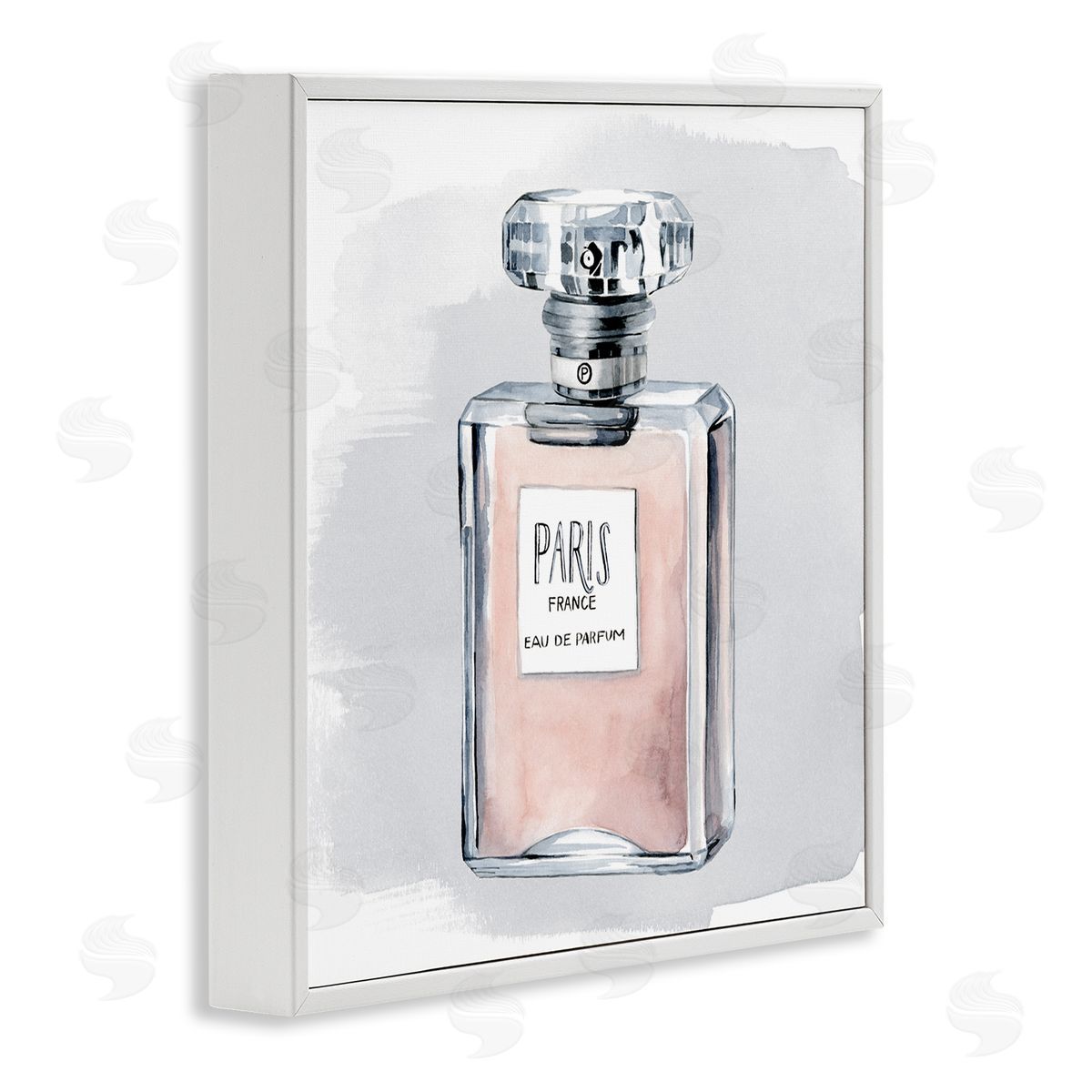 Grace Popp Glam Perfume Bottle Pink Paris Watercolor Detail White Framed Glicee Wall Art Print