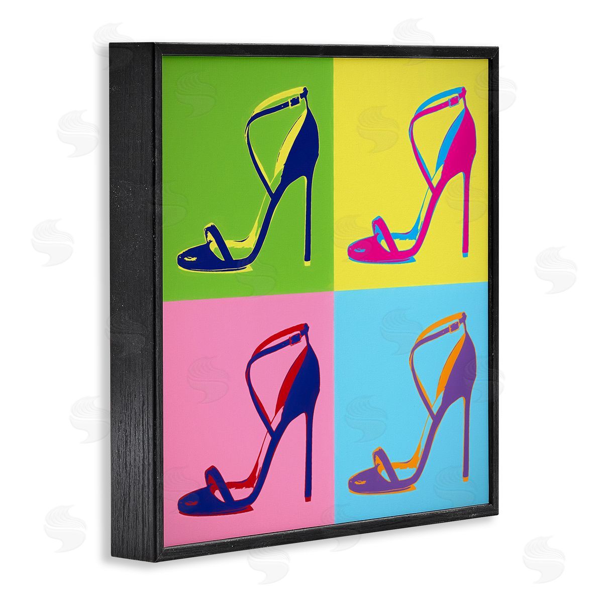 Daniel Sproul Pop Style High Heel Shoe Vivid Square Blocks  Black Framed Glicee Wall Art Print