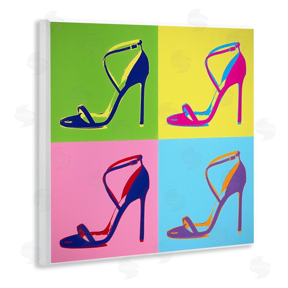Daniel Sproul Pop Style High Heel Shoe Vivid Square Blocks  Wooden Wall Plaque Art Print