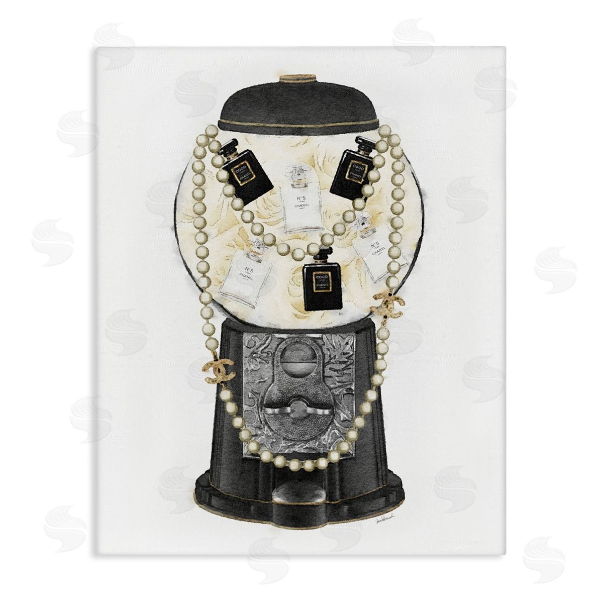 Amanda Greenwood Vintage Gumball Machineer Perfume Necklace Accessories  Stretched Canvas Wall Art Print