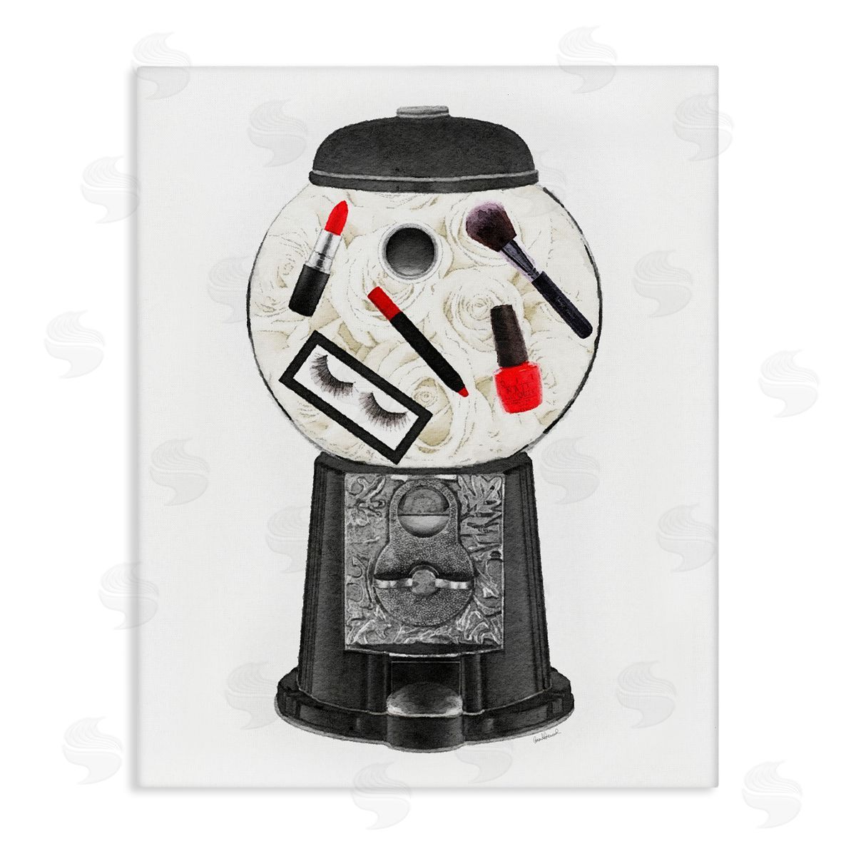 Amanda Greenwood Vintage Candy Dispenser Glam Makeup Cosmetics Stretched Canvas Wall Art Print