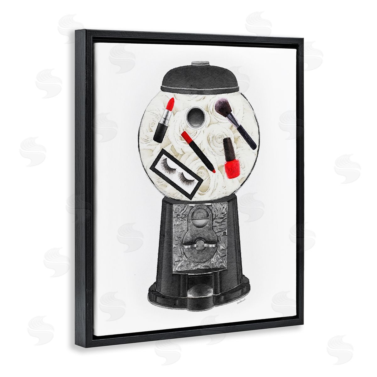 Amanda Greenwood Vintage Candy Dispenser Glam Makeup Cosmetics Black Floating Frame Canvas Wall Art Print