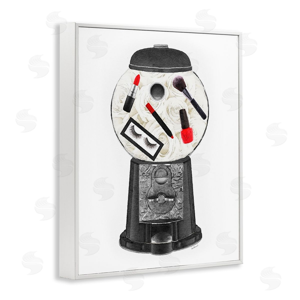 Amanda Greenwood Vintage Candy Dispenser Glam Makeup Cosmetics White Framed Giclee Wall Art Print