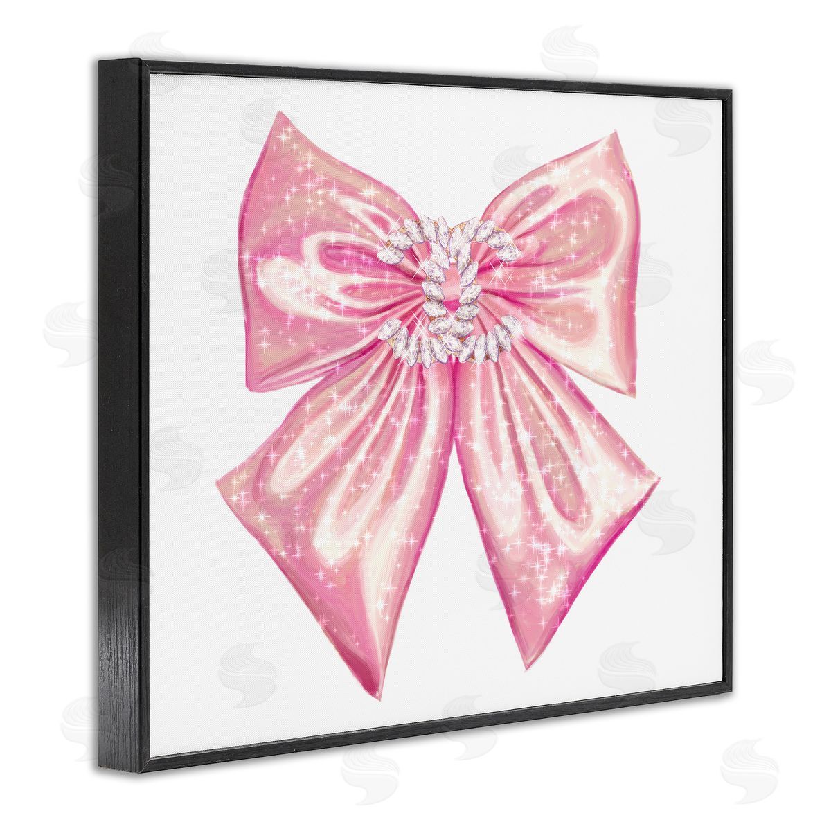 Ziwei Li Glam Diamond Glimmer Pink Fashion Bow  Black Framed Giclee Wall Art Print