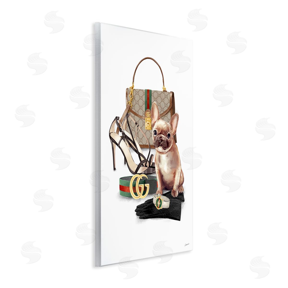 Ziwei Li Stylish Puppy Doger Purse Shoes Accessories  Wall Plaque Art Print